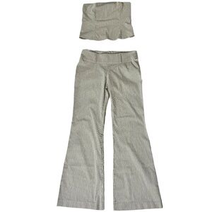 Le château set tube top Bottoms striped Grey cream beige vintage y2k 2000s